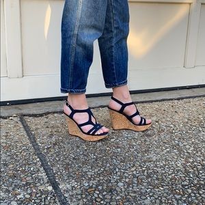 Navy Blue Cut-out Wedges